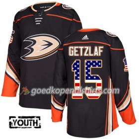 Anaheim Ducks Ryan Getzlaf 15 Adidas 2017-2018 Zwart USA Flag Fashion Authentic Shirt - Kinderen